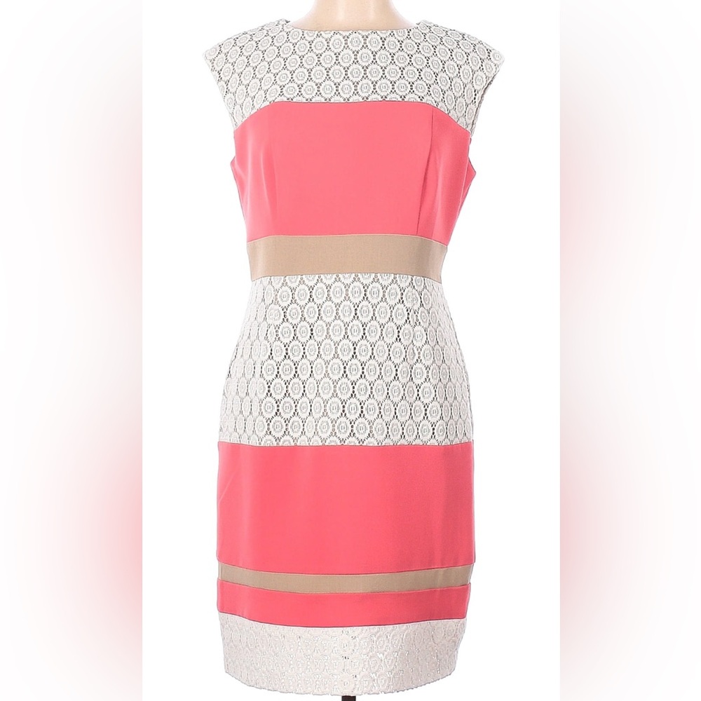 Sandra Darren Pink and Cream Dress